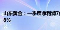 山东黄金：一季度净利润7亿元 同比增长59.48%