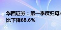 华西证券：第一季度归母净利润1.26亿元同比下降68.6%