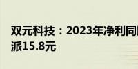 双元科技：2023年净利同比增38.33% 拟10派15.8元