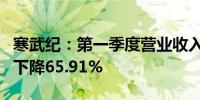 寒武纪：第一季度营业收入2566.61万元同比下降65.91%