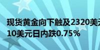 现货黄金向下触及2320美元/盎司短线下挫近10美元日内跌0.75%