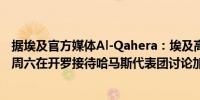 据埃及官方媒体Al-Qahera：埃及高级消息人士称埃及将于周六在开罗接待哈马斯代表团讨论加沙停火问题