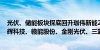 光伏、储能板块探底回升珈伟新能20cm涨停九洲集团、能辉科技、赣能股份、金刚光伏、三超新材等跟涨