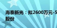 海泰新光：拟2600万元-5000万元回购公司股份