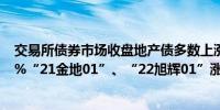 交易所债券市场收盘地产债多数上涨 “22万科04”涨超10%“21金地01”、“22旭辉01”涨超7%