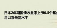 日本2年期国债收益率上涨0.5个基点至0.320%为2009年7月以来最高水平
