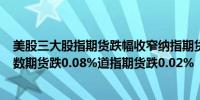 美股三大股指期货跌幅收窄纳指期货现跌0.23%标普500指数期货跌0.08%道指期货跌0.02%