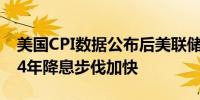 美国CPI数据公布后美联储掉期价格显示2024年降息步伐加快