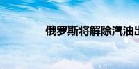 俄罗斯将解除汽油出口禁令