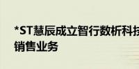 *ST慧辰成立智行数析科技公司 含电子产品销售业务