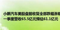 小鹏汽车美股盘前收复全部跌幅涨幅扩大至10%小鹏汽车第一季度营收65.5亿元预估61.1亿元