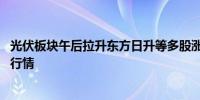 光伏板块午后拉升东方日升等多股涨停 机构：有望启动复苏行情