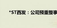 *ST西发：公司预重整事项延期1个月