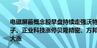 电磁屏蔽概念股早盘持续走强沃特股份、康达新材、隆扬电子、正业科技涨停贝隆精密、方邦股份、飞荣达、阿莱德等大涨