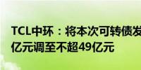 TCL中环：将本次可转债发行总额由不超138亿元调至不超49亿元
