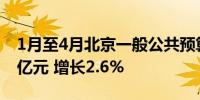 1月至4月北京一般公共预算收入完成2502.2亿元 增长2.6%