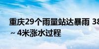 重庆29个雨量站达暴雨 38条中小河流出现1～4米涨水过程