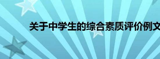 关于中学生的综合素质评价例文