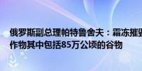 俄罗斯副总理帕特鲁舍夫：霜冻摧毁了大约100万公顷的农作物其中包括85万公顷的谷物