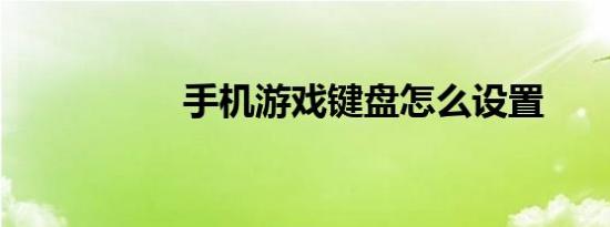 手机游戏键盘怎么设置