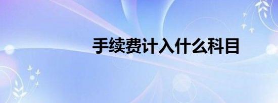 手续费计入什么科目