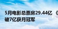 5月电影总票房29.44亿 《末路狂花钱》票房破7亿获月冠军