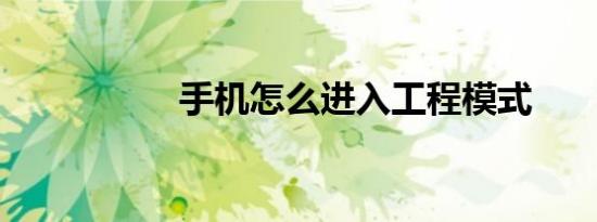 手机怎么进入工程模式