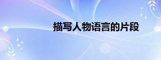 描写人物语言的片段