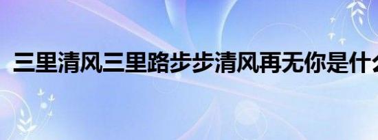 三里清风三里路步步清风再无你是什么意思