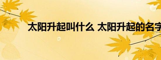 太阳升起叫什么 太阳升起的名字