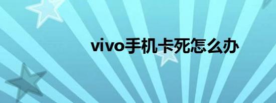 vivo手机卡死怎么办