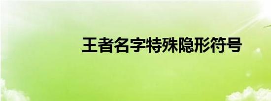王者名字特殊隐形符号