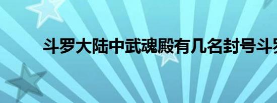 斗罗大陆中武魂殿有几名封号斗罗