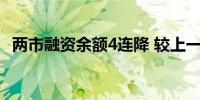 两市融资余额4连降 较上一日减少13.43亿