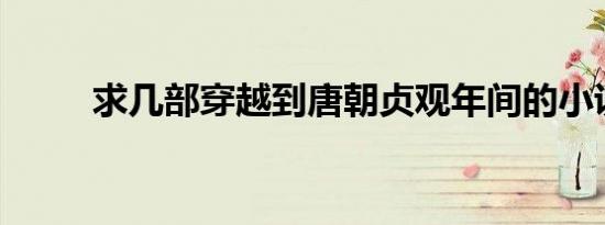 求几部穿越到唐朝贞观年间的小说