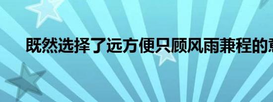 既然选择了远方便只顾风雨兼程的意思