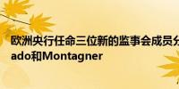 欧洲央行任命三位新的监事会成员分别是Donnery、Machado和Montagner