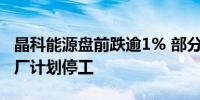 晶科能源盘前跌逾1% 部分中企东南亚光伏工厂计划停工