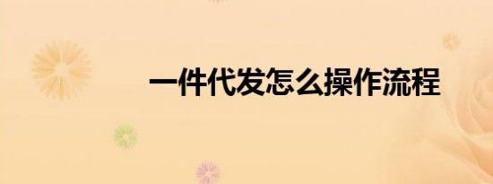 一件代发怎么操作流程