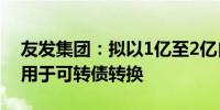 友发集团：拟以1亿至2亿自有资金回购股份用于可转债转换