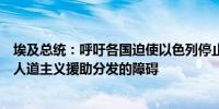 埃及总统：呼吁各国迫使以色列停止将饥饿作为武器并消除人道主义援助分发的障碍
