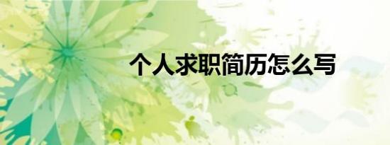 个人求职简历怎么写