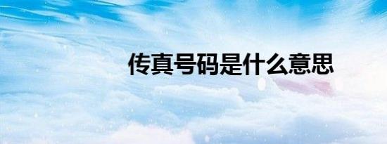 传真号码是什么意思