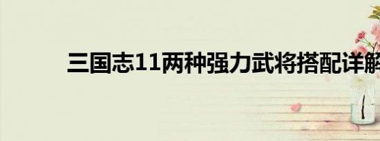 三国志11两种强力武将搭配详解