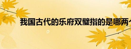 我国古代的乐府双璧指的是哪两个