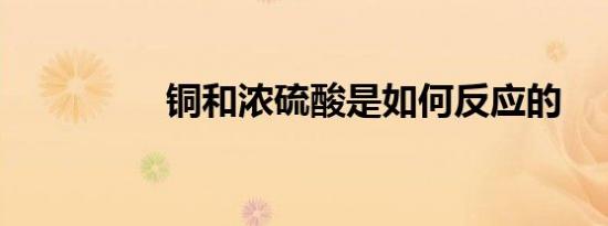 铜和浓硫酸是如何反应的