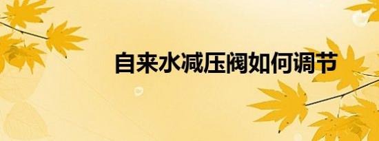 自来水减压阀如何调节