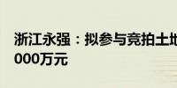 浙江永强：拟参与竞拍土地使用权金额不超8000万元