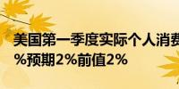 美国第一季度实际个人消费支出季率终值 1.5%预期2%前值2%