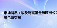 市场消息：埃及财富基金与欧洲公司签署价值330亿美元的绿色氨交易